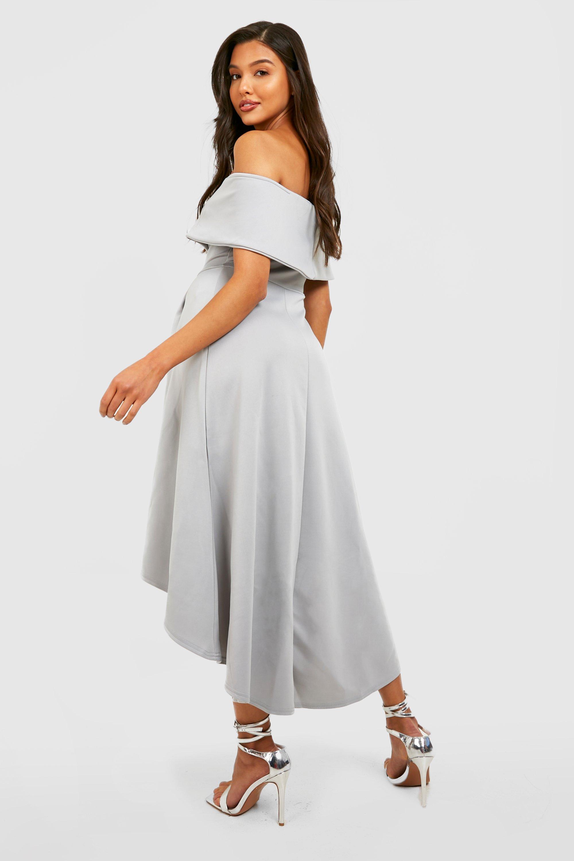 Light grey off shop the shoulder dress